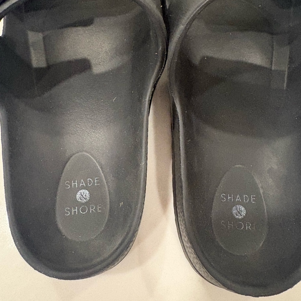 SHADE & SHORE DOUBLE STRAP BLACK SANDALS - Picture 3 of 6